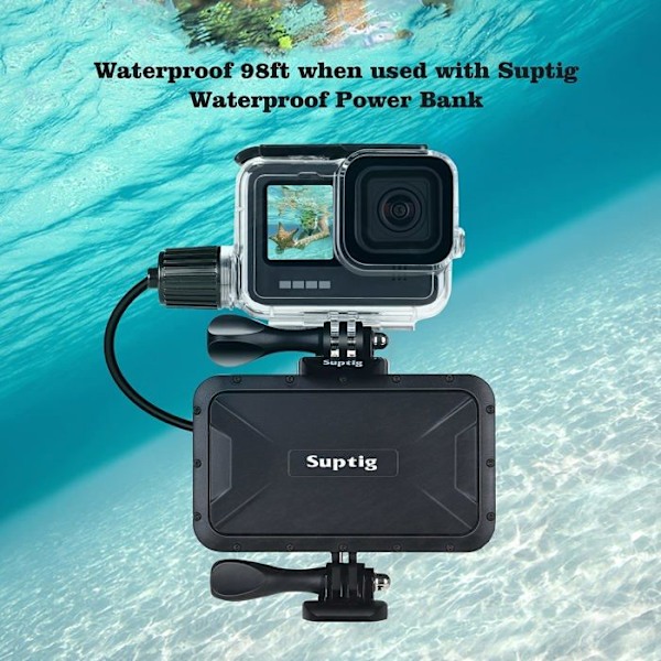 Suptig - RSX-376 - Vattentätt fodral för GoPro Hero 12 Hero 11 Hero 10 Hero 9 Svart 50 m