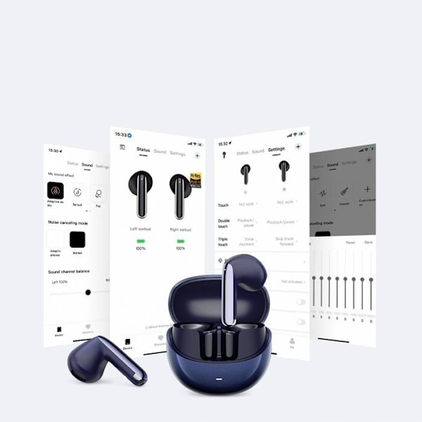 Trådlösa hörlurar - QCY - Ailybuds Pro+ - Bullerdämpning - Bluetooth 5.3 - IPX5