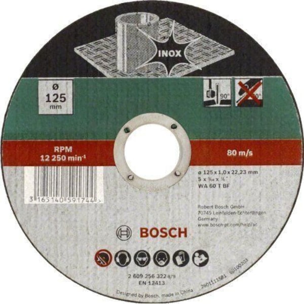 Bosch 2609256323 Platt navkapskiva för rostfritt stål Diameter 125 mm Borrdiameter 22-23 Tjocklek 1 6 mm