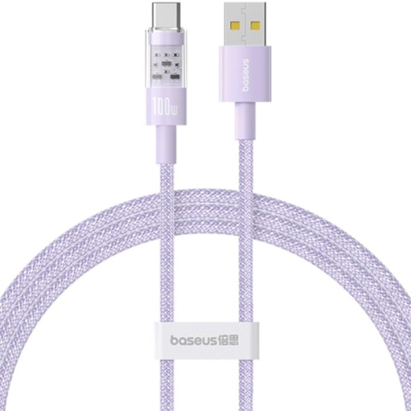 USB-kabel till Type-C, Super Snabb Laddning 100W, 1m - Baseus Gem (P10373002511-00) - Nebula Lila