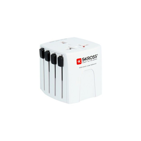 SKROSS MUV Micro Travel Adapter - Vit - Rektangulär - Interiör - För utlandet Vit