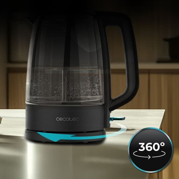 Cecotec Vattenkokare 1,7 L ThermoSense 320 Clear. 2200W, Kropp i Borosilikatglas, Ljusindikator