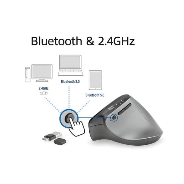 ACT trådlös ergonomisk mus med Bluetooth och USB-C / USB-A svart