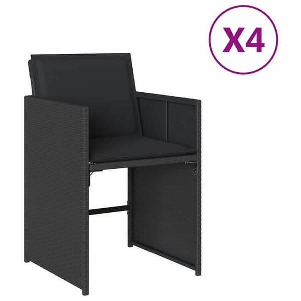 vidaXL Set med 4 Trädgårdsstolar med Kuddar, Stolar med Ryggstöd, Matstolar, Terrassmöbler, 364984