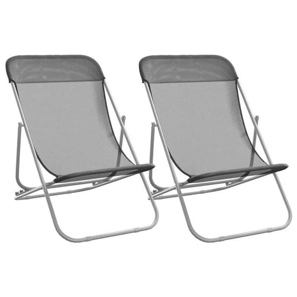 vidaXL Fällbara strandstolar 2 st textilene pulverlackerad stål, solstol, campingstol, patiestol, 360190