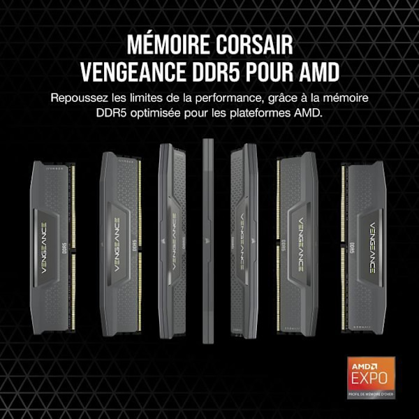 RAM-minne - CORSAIR - Vengeance DDR5 RAM 64GB (2x32GB) 5600MHz CL40 AMD EXPO iCUE-kompatibel - Grå