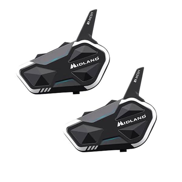 Intercom Moto - Midland - R1 Mesh - 2 Bluetooth-hörlurar - Vattentålig IPX6 - Räckvidd 500m