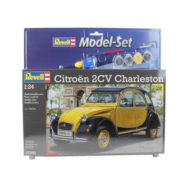 REVELL Model Set Citroen 2CV Model för att bygga, limma och måla, med tillbehör Att måla