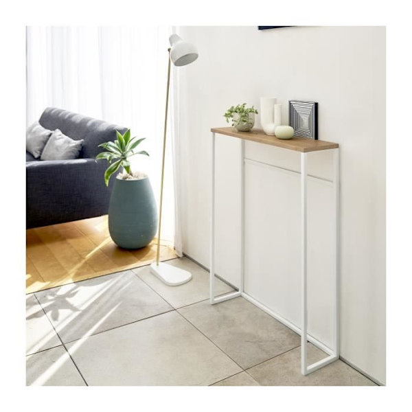 YAMAZAKI - Entrébord metall och trä - L60 cm - Vit-Vit Vit
