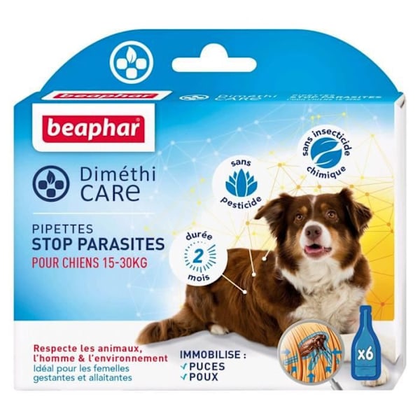 Beaphar Dimethicare Pipettes Stop Parasites Dog (15-30 kg) 3ml x 6 enheter
