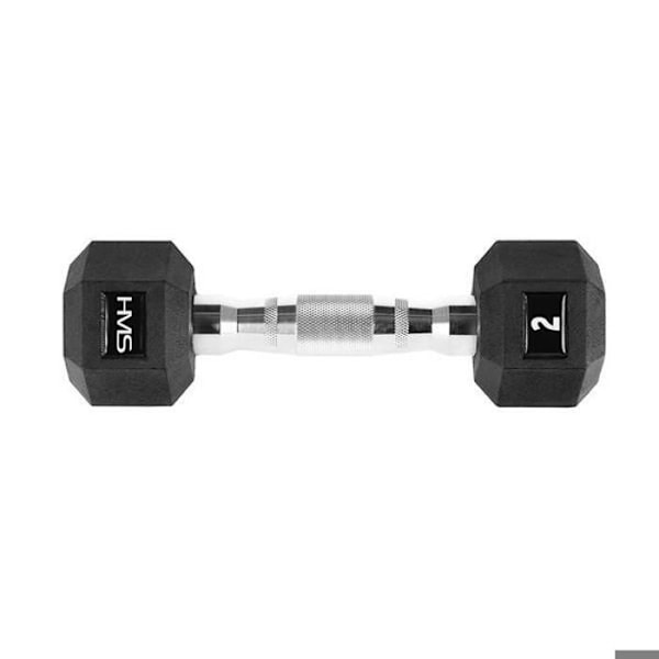 Hantel - HMS - Hex Pro - 6 kg - Gummi - Räfflad grepp - Stötresistent svart