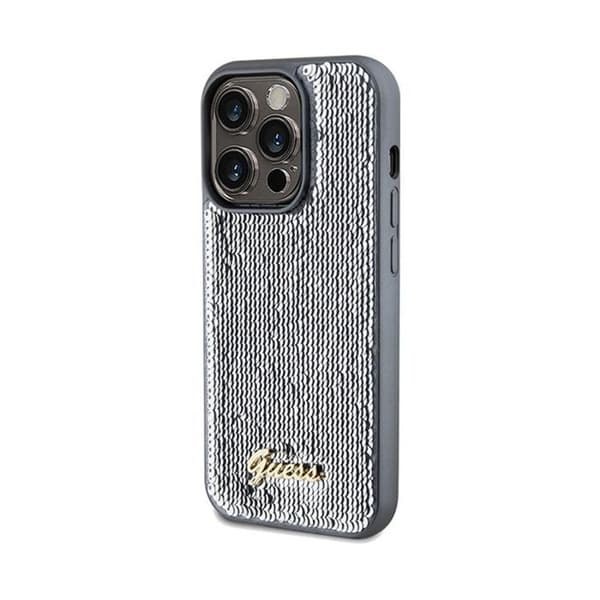 Telefonfodral - Guess - Paljett skript metall - Silver - Styv - Chic Pengar