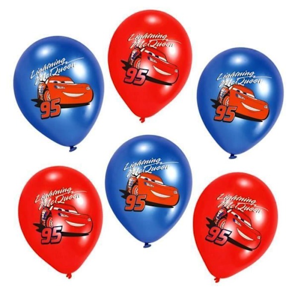 Ballonger - AMSCAN - BILAR - Förpackning om 6 - 27,5 cm - Helium möjligt - 4 färger 4 färger