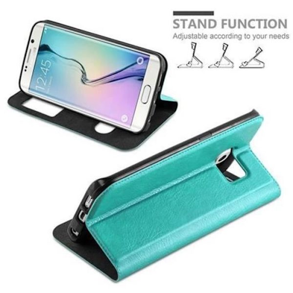 Samsung Galaxy S6 EDGE Fodral i MINT TURKOS från Cadorabo (Design VIEW) Fullt skyddsfodral med flipskydd, stativ
