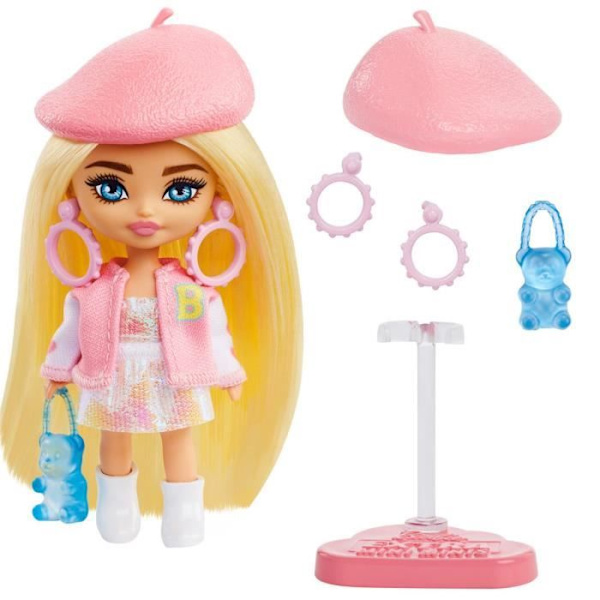 Barbie Extra Mini Mini Doll - MATTEL - HLN48 - 8,5 cm - Sparkling Pink - Diverse tillbehör Glittrande rosa