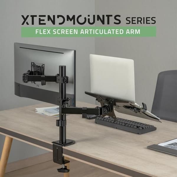 Monitorkonsol - ADVANCE - XtendMounts Flex - Svart - Rörlig arm - Max belastning 9 kg