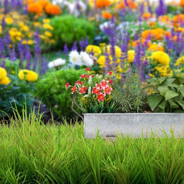 Relaxdays Balkongjutjärnblomkruka metall zinkblomkruka trädgård blomlåda dekorset av 2, silverfärgad Zink