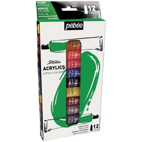 Pébéo Acrylic Paint Sortiment - Studio Acrylics - 12 x 12 ml