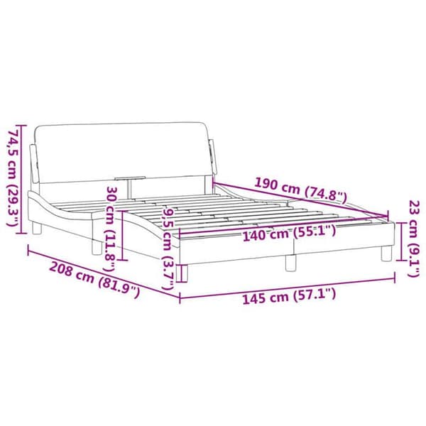 vidaXL Dover sängram vit 140x190 cm konstläder 373179