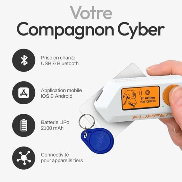 db-tronic Flipper Zero — Multifunktionsapparat RFID/NFC Sub‑GHz IR med GPIO, Vit Vit