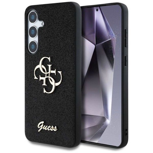 Coque Guess Fixed Glitter Big 4G Metallisk Logotyp för Samsung Galaxy S25 (svart)