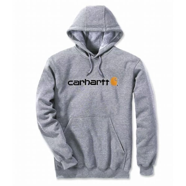 Huvtröja - CARHARTT - Signaturlogotyp - Grå Granulerad - Bomull och Polyester - Unisex gråmelerad M