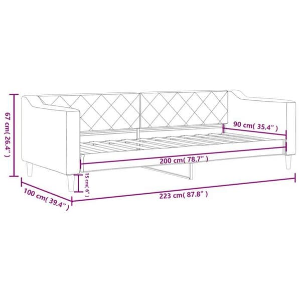 vidaXL Grå sängsoffa 90x200 cm tyg 354162