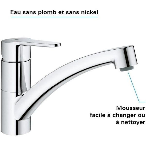 GROHE Start Eco diskbänksblandare - Krom - Låg pip - Metall Krom
