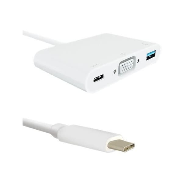 Qoltec USB-C (M) VGA-adapter för HD-15, USB Type A, USB-C (F) 19 cm