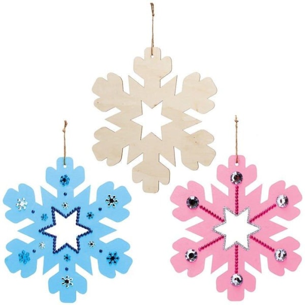 Baker ross dekorationsstöd - FX271 - Julgransgirlang i trä med snöflingor - Set om 6, julkreativ fritid ()