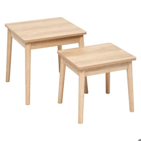 Set med 2 Abana sidobord i ljust trä - 5five beige