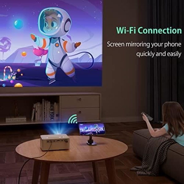 YOTON miniprojektor - Bärbar WiFi Bluetooth-videoprojektor, Full HD 1080P videoprojektorstöd, kompatibel overheadprojektor
