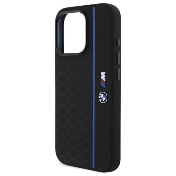 BMW Silikon Hexagon Blå Linje Fodral med MagSafe för iPhone 16 Pro Max 6.9" Svart - BMHMP16X23SHEB