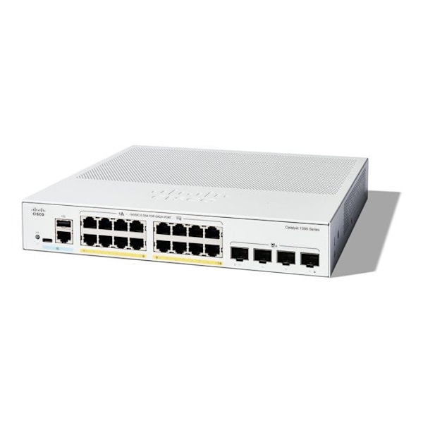 Switch - CISCO - Catalyst 1300 - 16 portar GE PoE - 4x10G SFP+ - Avancerad säkerhet