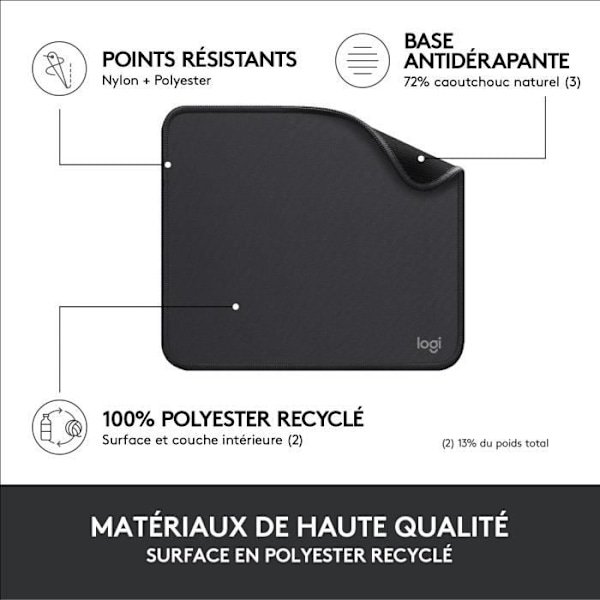 Musmatta - Logitech - Studio Series - Easy Glide - Svart