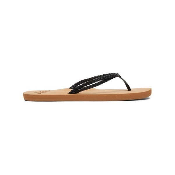 Flip Flops för kvinnor - Roxy - Costas - Remmar i syntetiskt läder - Svarta Svart 39