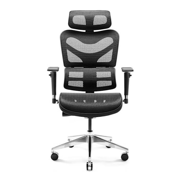 Diablo V-Commander Ergonomisk kontorsstol 3D-armstöd Svankstöd Nackstöd Justerbart säte Mesh Tyg Svart Svart