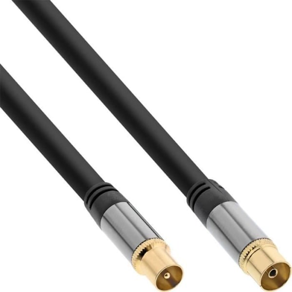 InLine koaxialkabel 10 m IEC svart, guld, grå - koaxialkablar (10 m, IEC, IEC, hankontakt/honkontakt,