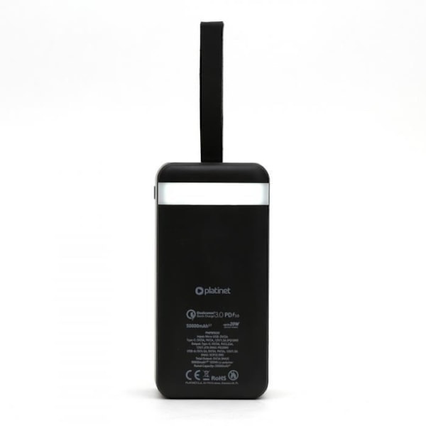 Backup batteri 50000mAh PD Quick Charge LED Display med LED Torch Platinet Black Svart