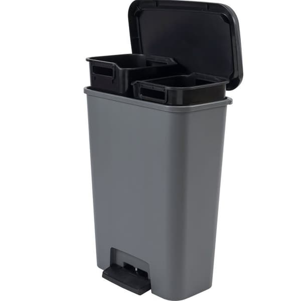 Pedalavfallssortering Duo - CURVER - COMPATTA - 23 L + 23 L - Grafitgrå - Polypropen antracit