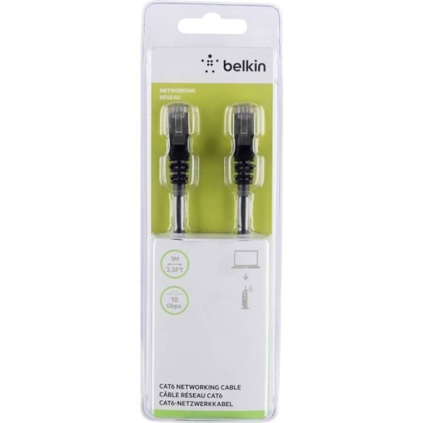 Nätverksanslutningskabel - BELKIN - CAT6 STP RJ45M M - 1m - Svart