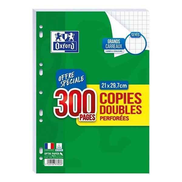 Parti om 300 enkelark + 300 dubbelkopior stora perforerade rutor A4 + 1 Blumie Adhesive Index