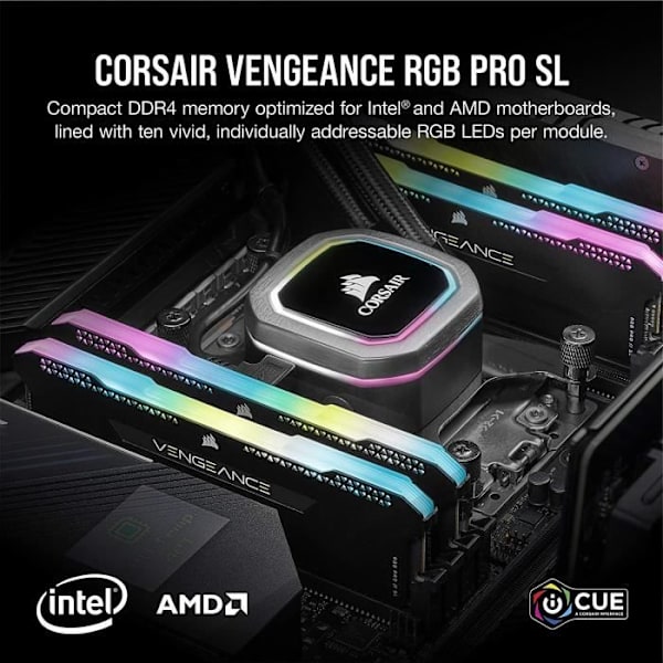 CORSAIR DDR4 PC-minne - VENGEANCE RGB PRO SL 32GB (4x8GB) - 3200Mhz - CAS 16 (CMH32GX4M4E3200C16)