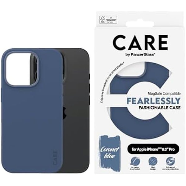 Coque - PANZERGLASS - iPhone 16 Pro - Skydd upp till 1,2 m - Repellerande beläggning - MagSafe Blå