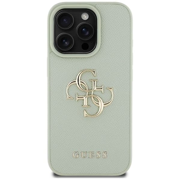 Coque Guess Hardcase Grained Big 4G Logo Small Classic Logo för iPhone 16 Pro Max - Grön Grön
