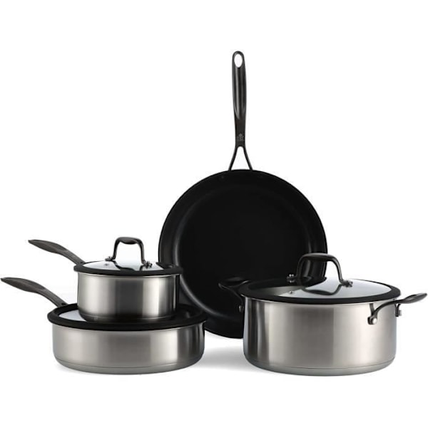 Köksset BK Ceramic Black 7 delar i Rostfritt Stål med Keramiskt Non-stick Beläggning utan PFAS Svart
