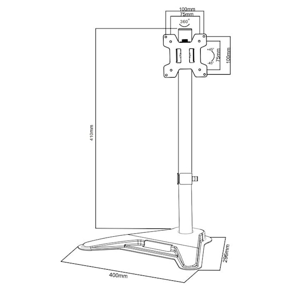 Monitorstöd, Maclean-skärm, max VESA 100x100, 13-27", 8kg, MC-987