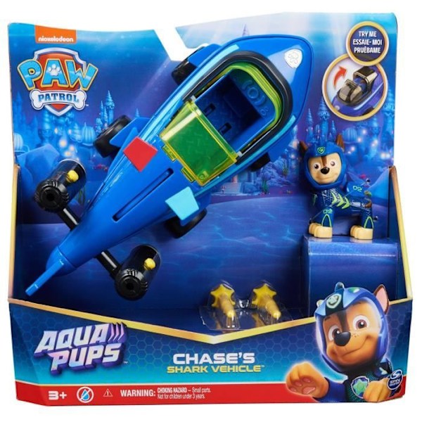 Fordon + Figur Chase Aqua Pups Paw Patrol - Paw Patrol - Från 3 år Blå