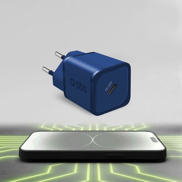 GaN PD 20W USB C nätladdare - SBS - Blå blå