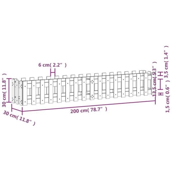 vidaXL Garden Raised Bed Staket Design Solid Douglas Wood 832505